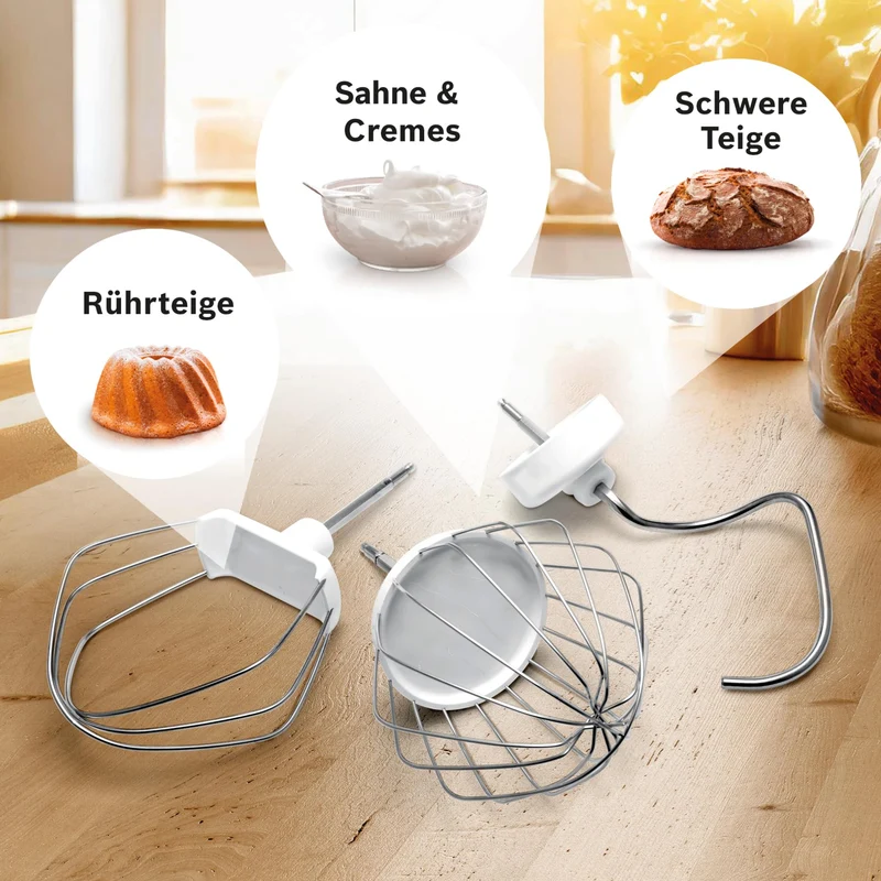 Bosch Küchenmaschine Serie 4, Schüssel 3,9 L spülmaschinenfest, Mixer 1,25 L, Fleischwolf, Zitruspresse, Knethaken, Rührbesen, Durchlaufschnitzler, 3 Scheiben, 900 W, Anthrazit/Silber, MUM56340