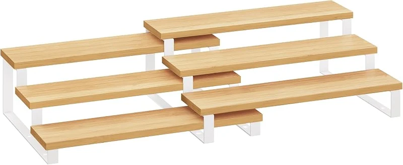 SONGMICS Gewürzregale, 2er Set, je 3 Ablagen, ausziehbar, stapelbar