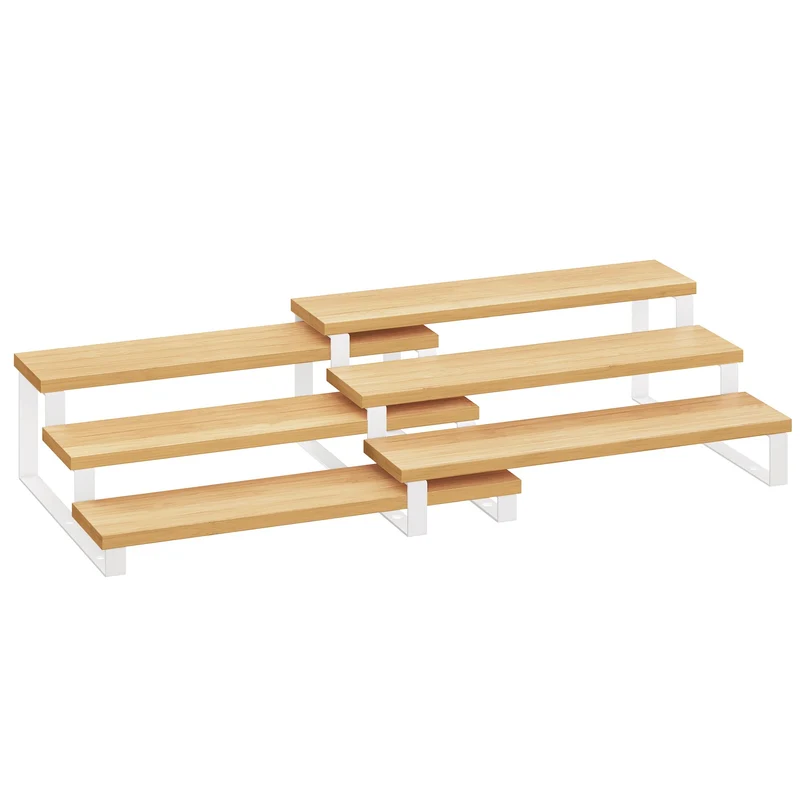 SONGMICS Gewürzregale, 2er Set, je 3 Ablagen, ausziehbar, stapelbar