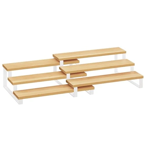 SONGMICS Gewürzregale, 2er Set, je 3 Ablagen, ausziehbar, stapelbar