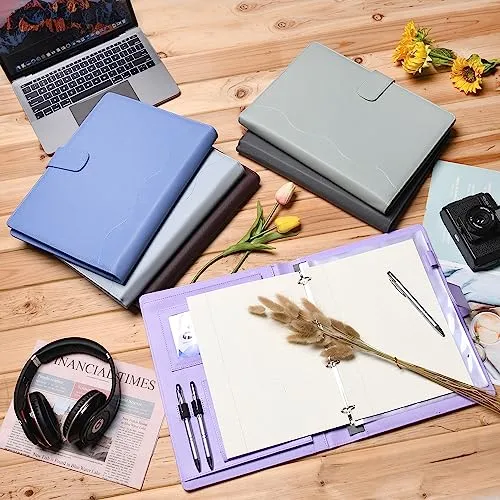 Wonderpool A4 PU Leder Ringhalter Schreibmappen Multi Dokumententasche mit Herausnehmbarem Binder Klemmbretter und funktioneller Tasche für Organizer Büro Reise Schule (Grün)