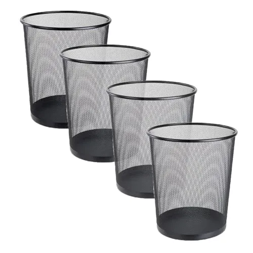4 Stück Papierkörbe aus Drahtgeflecht, 9 L, Schwarz, für Büro