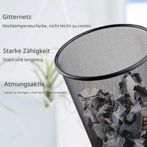 4 Stück Papierkörbe aus Drahtgeflecht, 9 L, Schwarz, für Büro