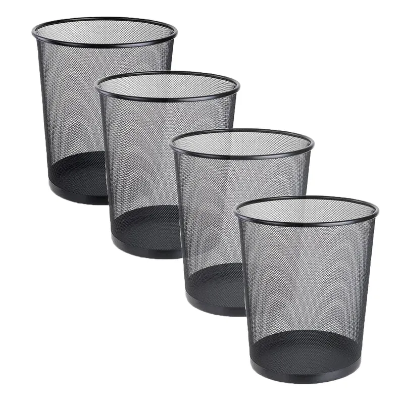 4 Stück Papierkörbe aus Drahtgeflecht, 9 L, Schwarz, für Büro