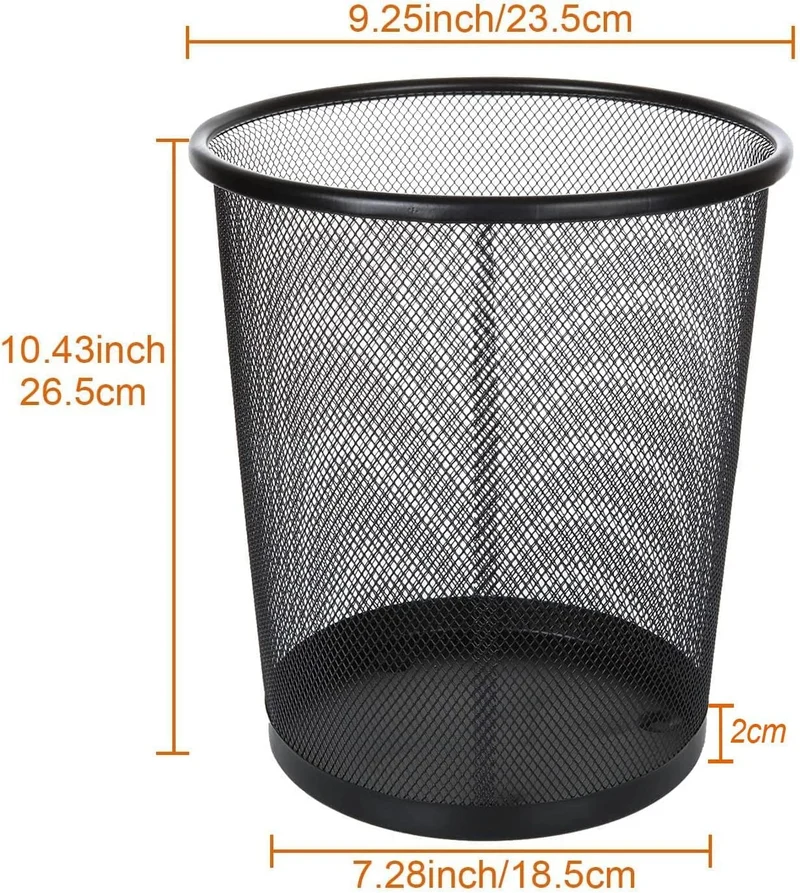 4 Stück Papierkörbe aus Drahtgeflecht, 9 L, Schwarz, für Büro