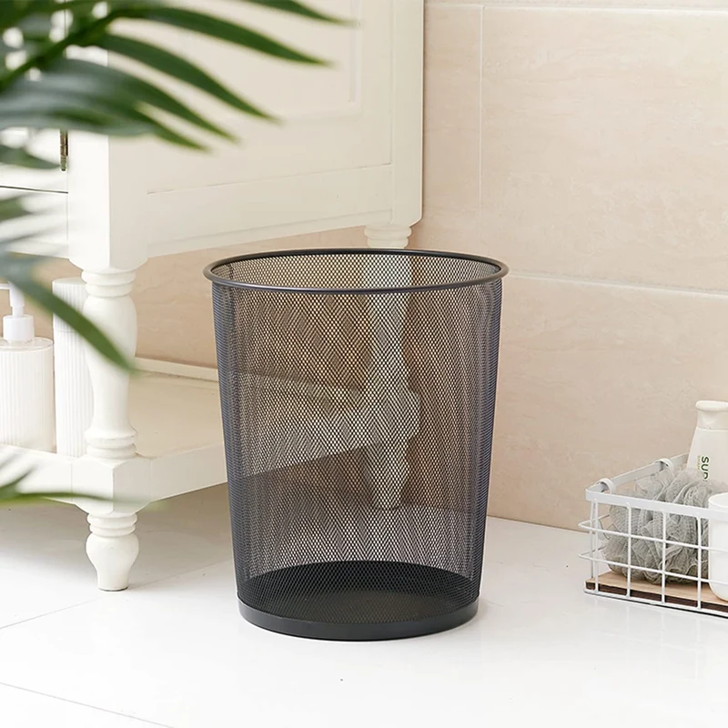 4 Stück Papierkörbe aus Drahtgeflecht, 9 L, Schwarz, für Büro
