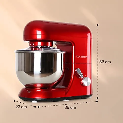 Klarstein Küchenmaschine, Knetmaschine mit 5L Schüssel, 2000W Profi Küchenmaschine mit Knethaken und Schneebesen, Universal 6 Stufen, Teigmaschine zum Rühren, Kneten und Aufschlagen