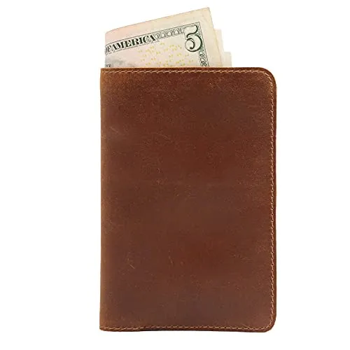 Leder-Feld-Notizbuchhülle für Notizen, Taschenformat, passend für 8,9 x 14 cm, separates Fach für , echtes genarbtes Leder, mehrere Taschen für zusätzliche Funktionalität und Stiftschlaufe