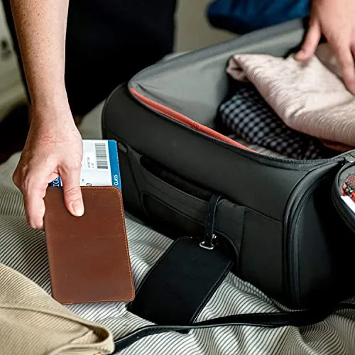 Leder-Feld-Notizbuchhülle für Notizen, Taschenformat, passend für 8,9 x 14 cm, separates Fach für , echtes genarbtes Leder, mehrere Taschen für zusätzliche Funktionalität und Stiftschlaufe