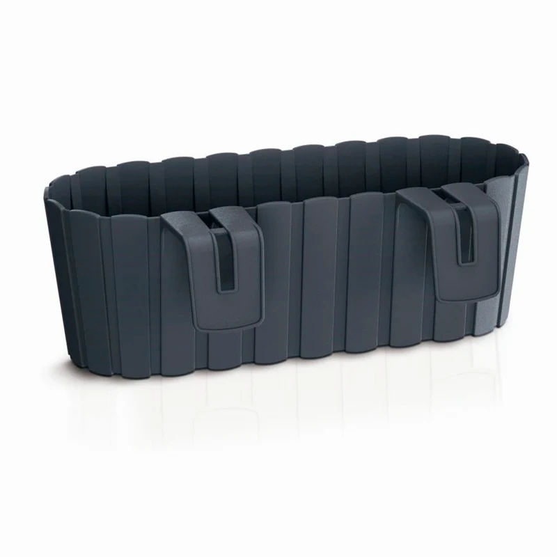 Prosperplast Boardee Hook Blumenkasten Balkonkasten Blumentopf Pflanzkasten 4,9L 383x212x130mm (Anthrazit)