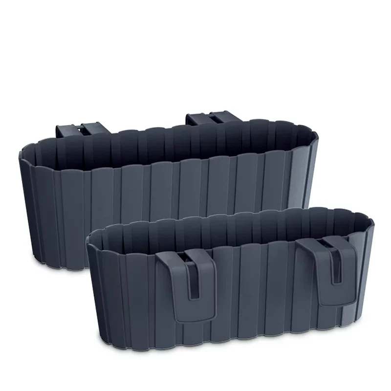 Prosperplast Boardee Hook Blumenkasten Balkonkasten Blumentopf Pflanzkasten 4,9L 383x212x130mm (Anthrazit)