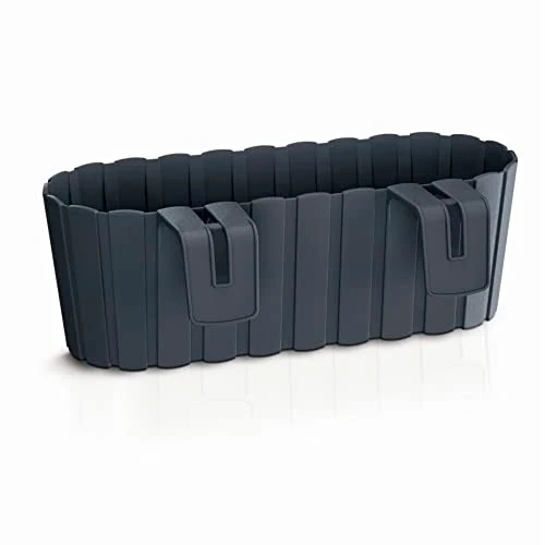 Prosperplast Boardee Hook Blumenkasten Balkonkasten Blumentopf Pflanzkasten 4,9L 383x212x130mm (Anthrazit)