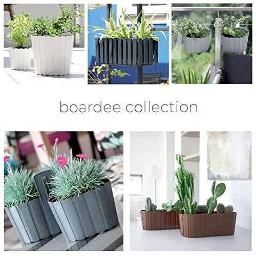 Prosperplast Boardee Hook Blumenkasten Balkonkasten Blumentopf Pflanzkasten 4,9L 383x212x130mm (Anthrazit)