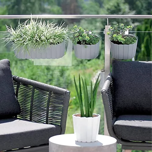 Prosperplast Boardee Hook Blumenkasten Balkonkasten Blumentopf Pflanzkasten 4,9L 383x212x130mm (Anthrazit)