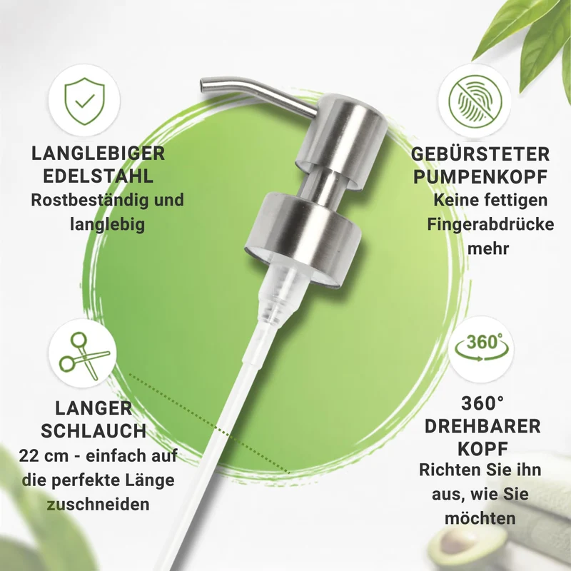 Seifenspender Pumpkopf, Ersatz 28 mm Gewinde, Edelstahl, 2er-Pack