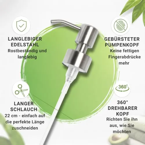 Seifenspender Pumpkopf, Ersatz 28 mm Gewinde, Edelstahl, 2er-Pack