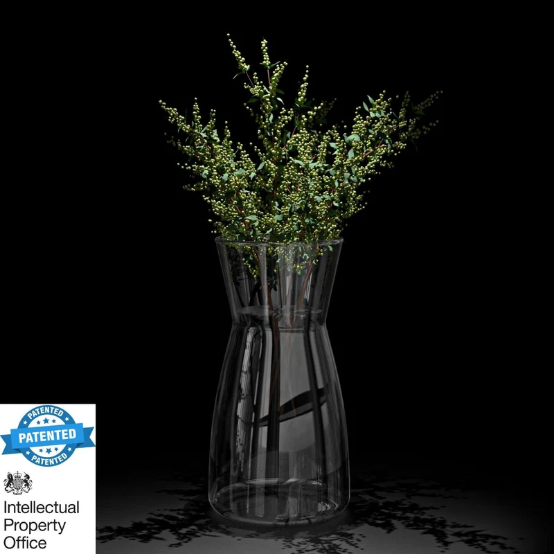 Glasvase – Handgefertigte, durchsichtige Blumenvase aus Glas, Vase 20 cm hoch für Blumensträuße, Tulpen & Pampasgras, Moderne Deko Vase als Tischvase für Zuhause, Hochzeit & besondere Anlässe