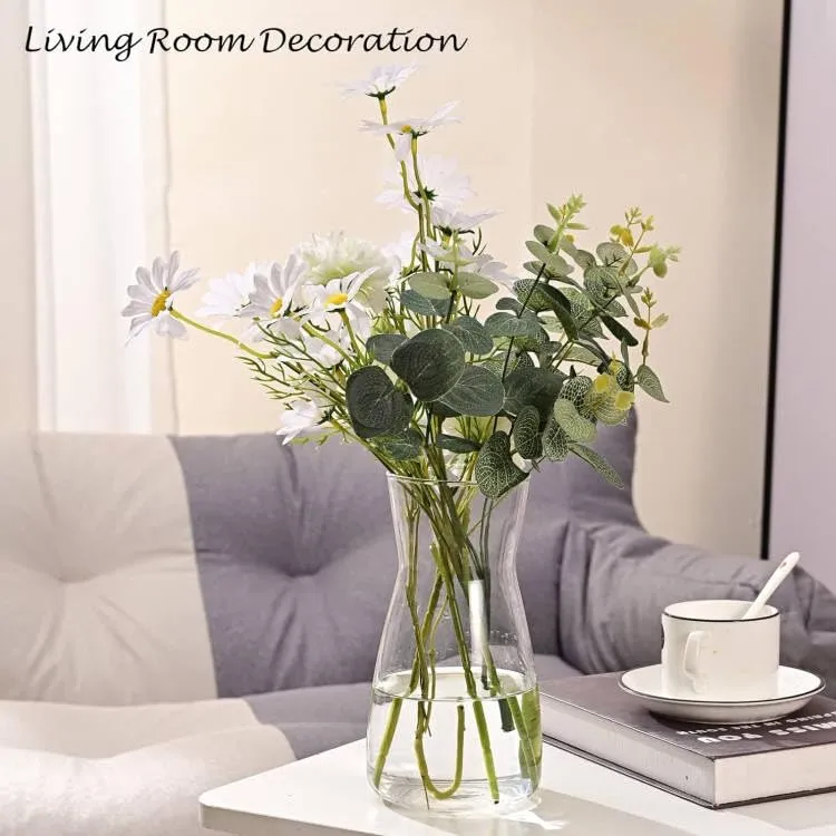 Glasvase – Handgefertigte, durchsichtige Blumenvase aus Glas, Vase 20 cm hoch für Blumensträuße, Tulpen & Pampasgras, Moderne Deko Vase als Tischvase für Zuhause, Hochzeit & besondere Anlässe