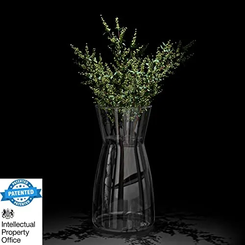 Glasvase – Handgefertigte, durchsichtige Blumenvase aus Glas, Vase 20 cm hoch für Blumensträuße, Tulpen & Pampasgras, Moderne Deko Vase als Tischvase für Zuhause, Hochzeit & besondere Anlässe