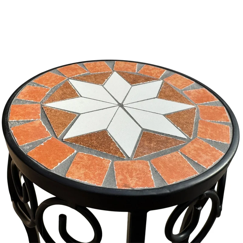 DanDiBo Blumenständer Mosaik Rund 3er Set 12014 Pflanzenständer für Draußen Blumenhocker Outdoor Beistelltisch Pflanzenhocker