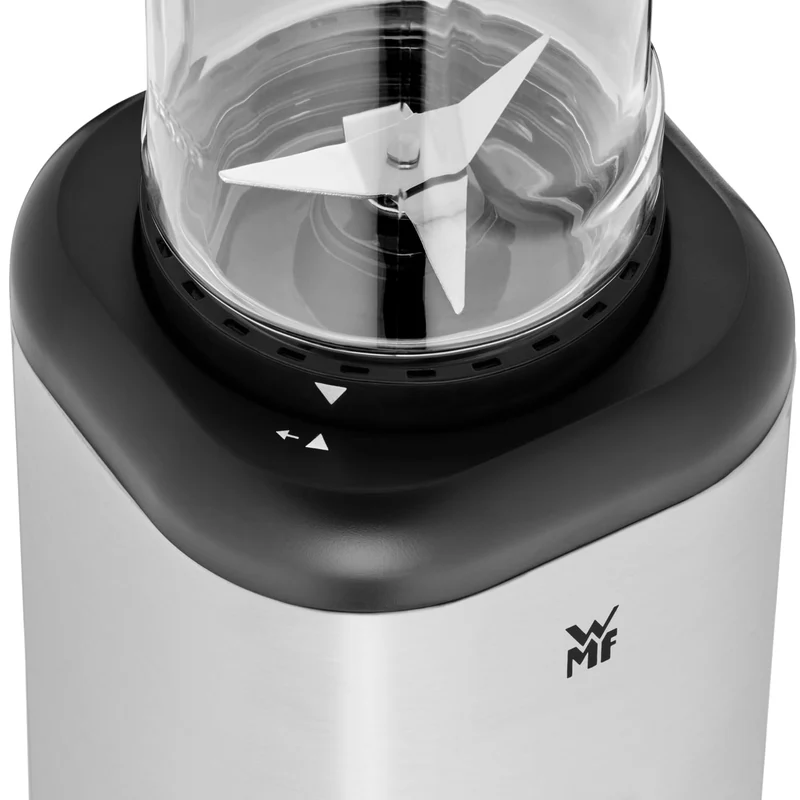 WMF Kult X Mix & Go Mini Smoothie Maker, Standmixer, Blender elektrisch, Shake Mixer 300 Watt Leistung, Tritan-Kunststoff Flasche 600ml, auslaufsicherer Schraubdeckel, rutschfeste Füße, Silber/Schwarz
