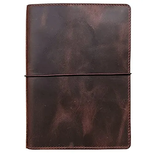 newestor Travelers Notebook Cover with Inner Pockets, Card Slots and Pen Holder, A5, Dark Brown