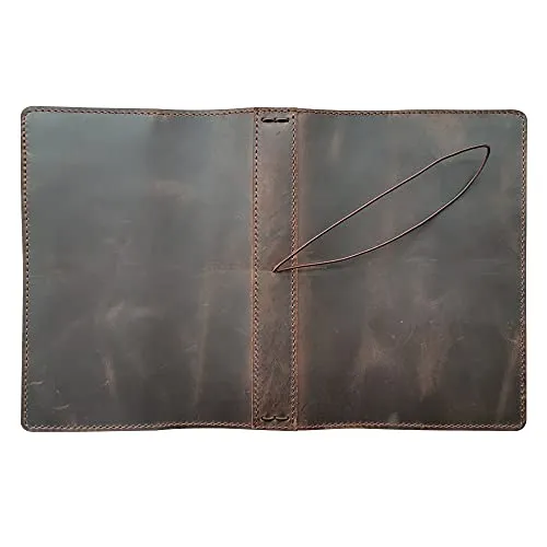 newestor Travelers Notebook Cover with Inner Pockets, Card Slots and Pen Holder, A5, Dark Brown