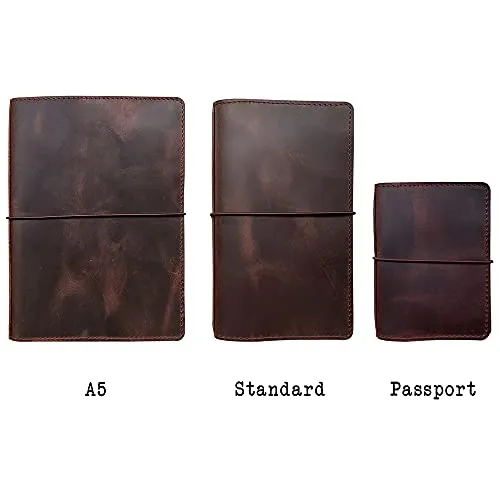newestor Travelers Notebook Cover with Inner Pockets, Card Slots and Pen Holder, A5, Dark Brown