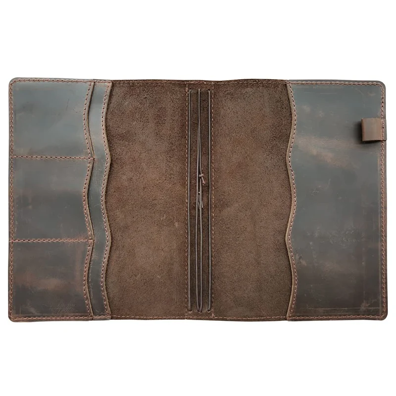 newestor Travelers Notebook Cover with Inner Pockets, Card Slots and Pen Holder, A5, Dark Brown