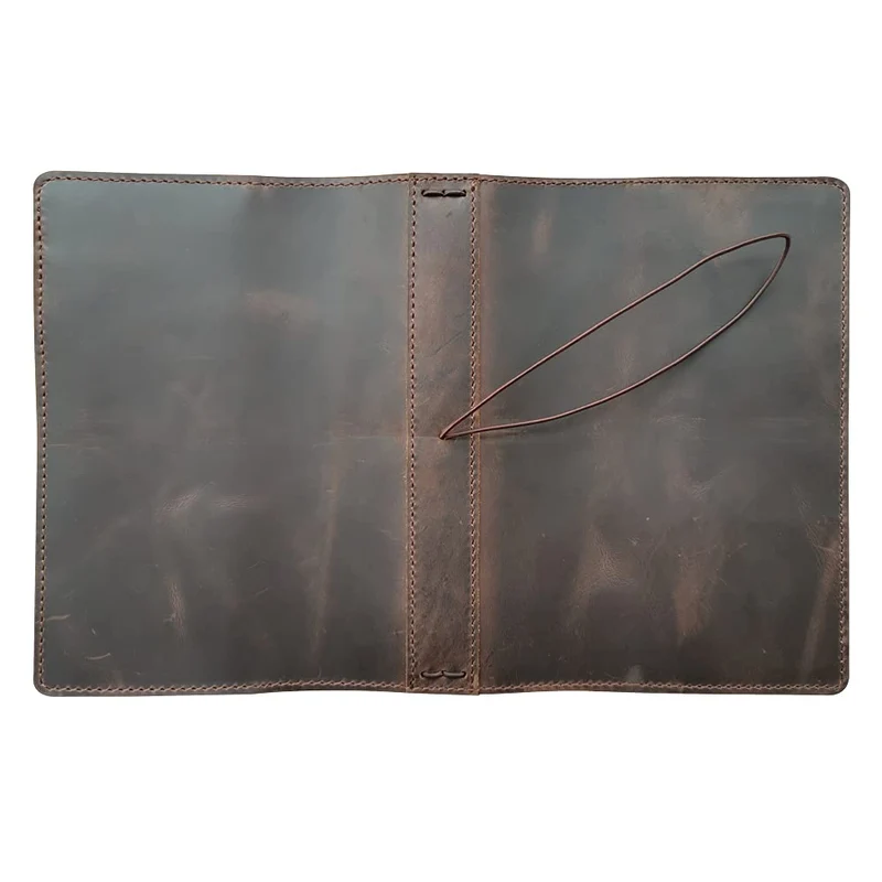 newestor Travelers Notebook Cover with Inner Pockets, Card Slots and Pen Holder, A5, Dark Brown
