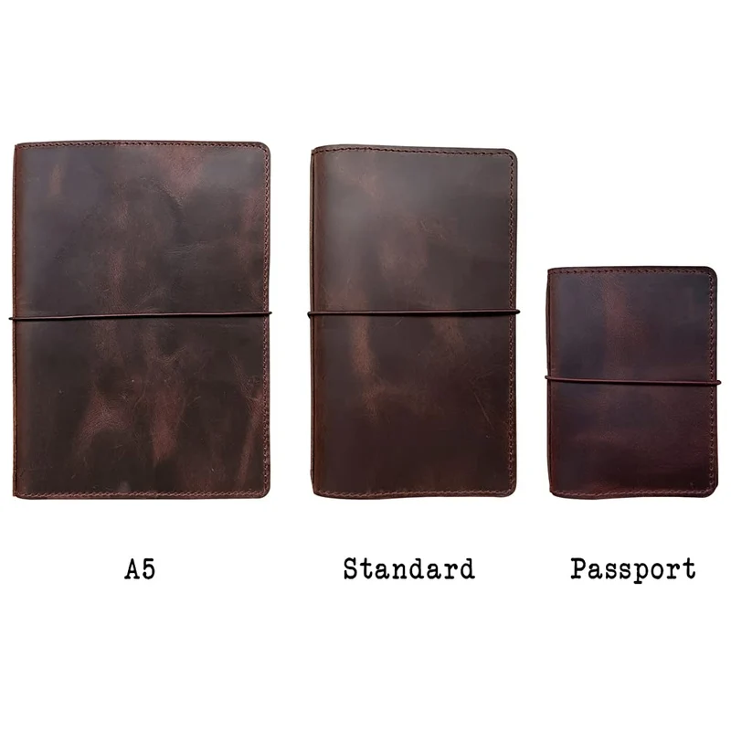 newestor Travelers Notebook Cover with Inner Pockets, Card Slots and Pen Holder, A5, Dark Brown