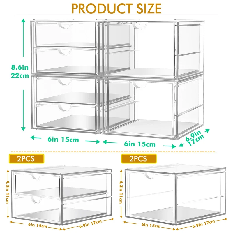 Schreibtisch Organizer mit 6-Schubladen, Acryl Schubladenbox