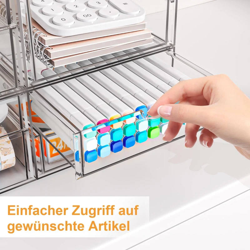 Schreibtisch Organizer mit 6-Schubladen, Acryl Schubladenbox