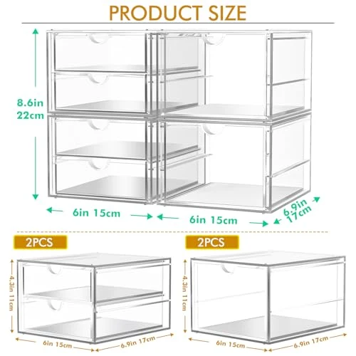 Schreibtisch Organizer mit 6-Schubladen, Acryl Schubladenbox