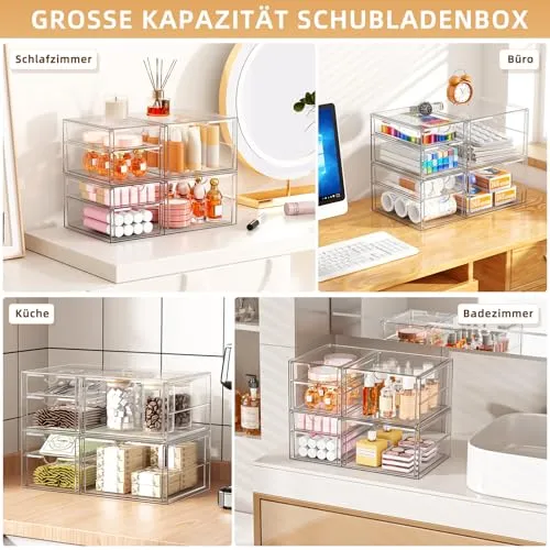 Schreibtisch Organizer mit 6-Schubladen, Acryl Schubladenbox