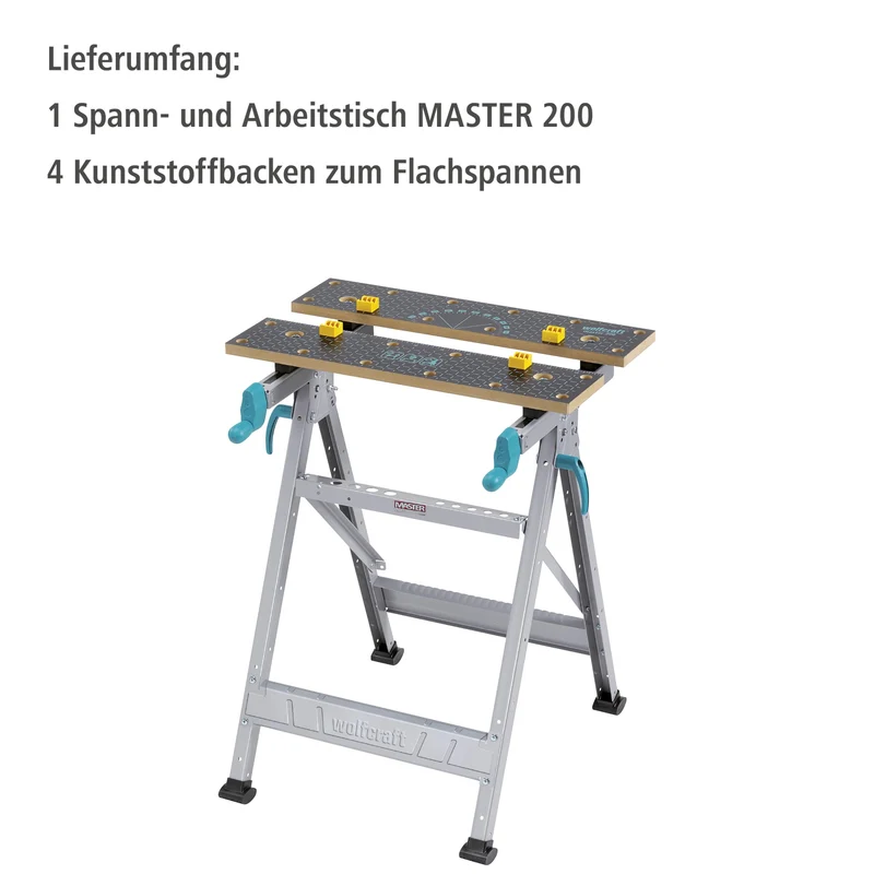 wolfcraft Master 200 Spann- & Werktisch - Klappbarer Spanntisch 180 kg