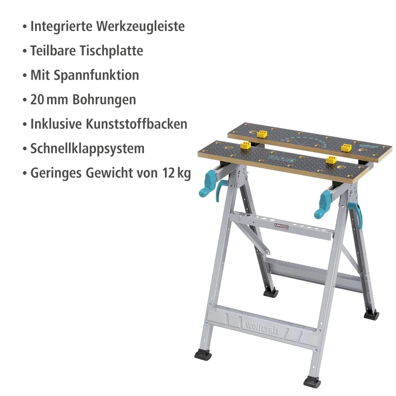 wolfcraft Master 200 Spann- & Werktisch - Klappbarer Spanntisch 180 kg
