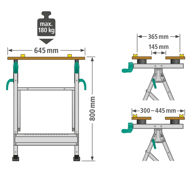 wolfcraft Master 200 Spann- & Werktisch - Klappbarer Spanntisch 180 kg