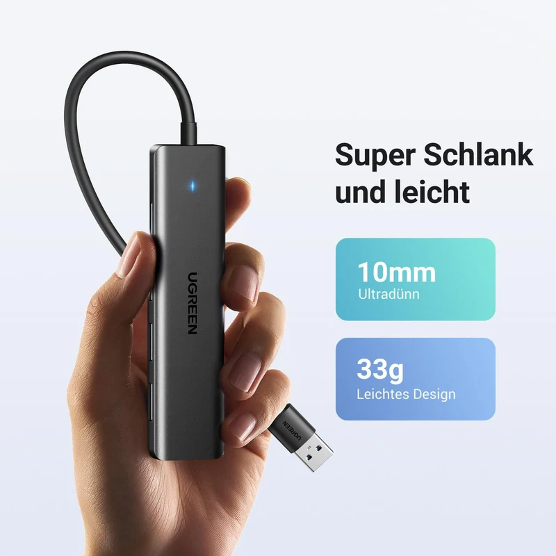 UGREEN 4-Port USB 3.0 Hub USB Verteiler Multiport Adapter 5Gbps (15cm)