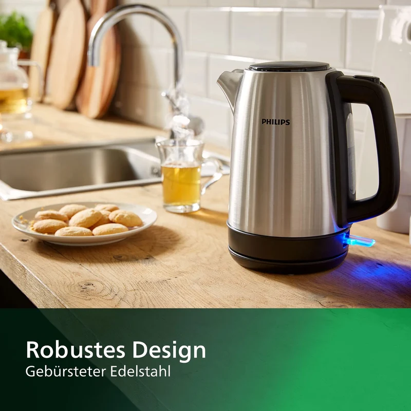 Philips Wasserkocher Daily Collection, Edelstahl, 1,7 L