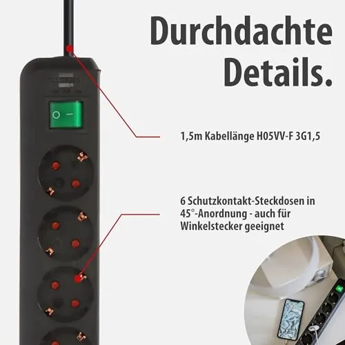 Brennenstuhl Eco-Line, Steckdosenleiste 6-Fach