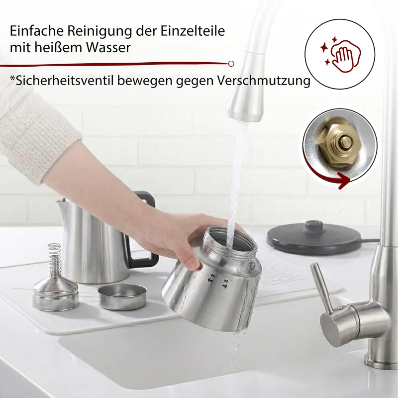 Cloer 5928 Moka Maker, "Espressokocher elektrisch", 3-6 Tassen, Edelstahleinsatz, Sicherheitsabschaltung, Sicherheitsventil, An-/Ausschalter, 365 W, Edelstahl