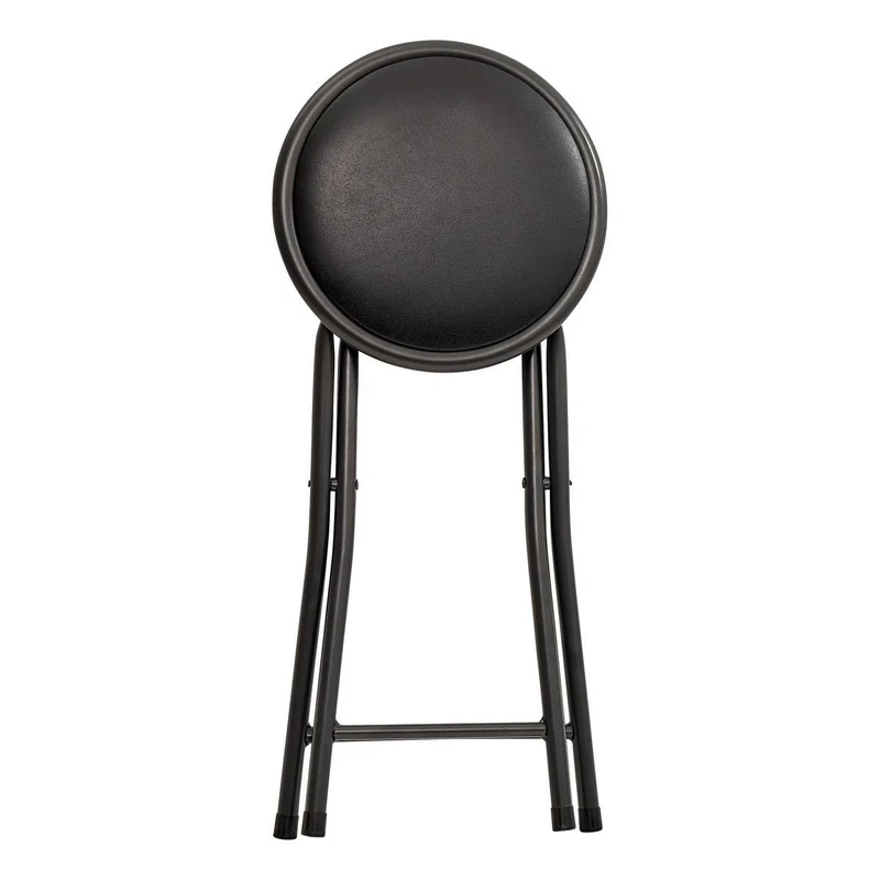 5 five simply smart 5five – Runder Klapphocker, Schwarz – Breite, stabile Stahlrohre – Bequemer Sitz – Verriegelungsstift – Wohnzimmer, Küche, Schlafzimmer