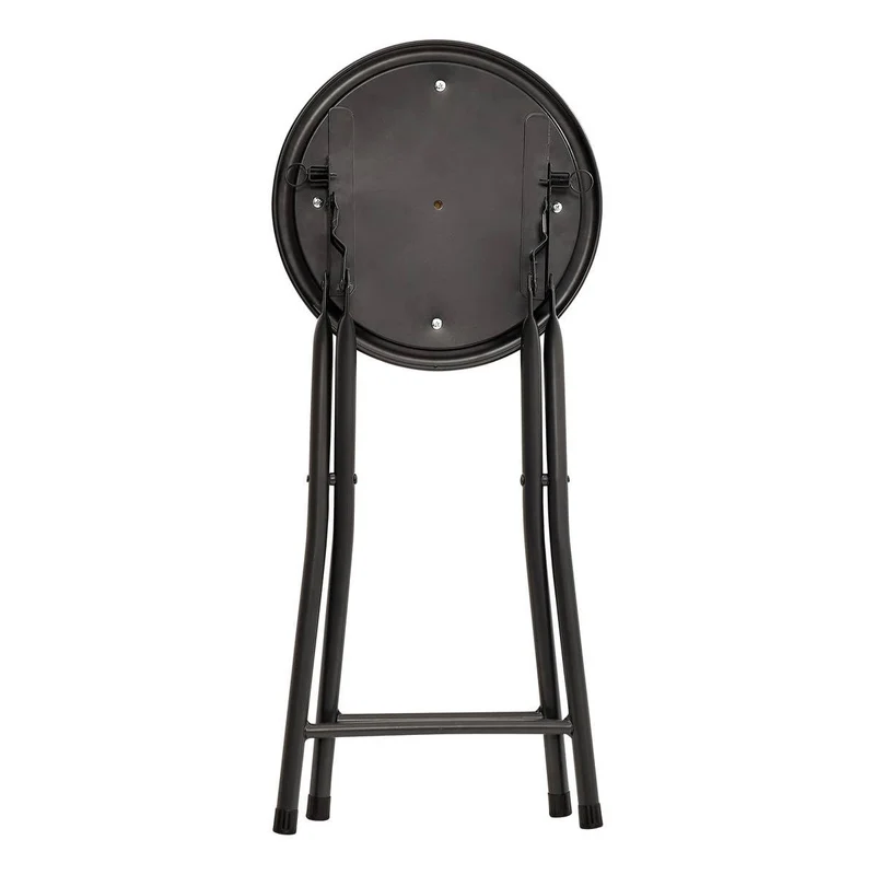 5 five simply smart 5five – Runder Klapphocker, Schwarz – Breite, stabile Stahlrohre – Bequemer Sitz – Verriegelungsstift – Wohnzimmer, Küche, Schlafzimmer