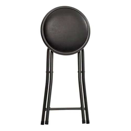 5 five simply smart 5five – Runder Klapphocker, Schwarz – Breite, stabile Stahlrohre – Bequemer Sitz – Verriegelungsstift – Wohnzimmer, Küche, Schlafzimmer