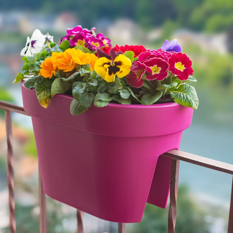 Balkonkiste Blumenkasten Geländerkasten Balkonkasten Geländertopf L 400 mm türkis Lofly