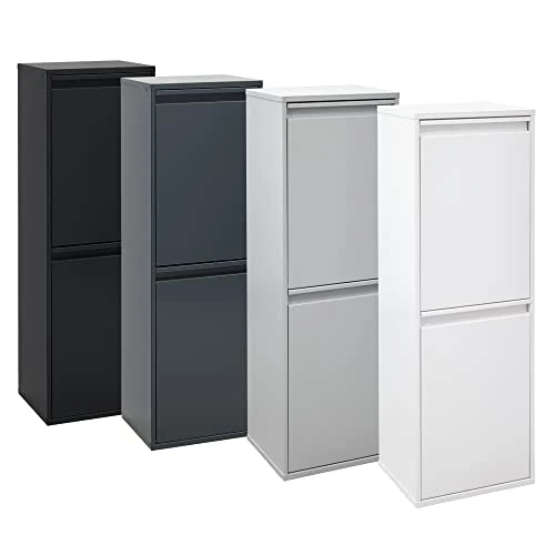 ARREGUI Basic CR201-B Mülltrennsystem aus Stahl | 2 Fächer Mülleimer für die Küche | 2 Fach Abfalleimer | 2x17 L (34L) | Herausnehmbare Inneneimer mit Griff | Recycling Schrank für Mülltrennung | weiß