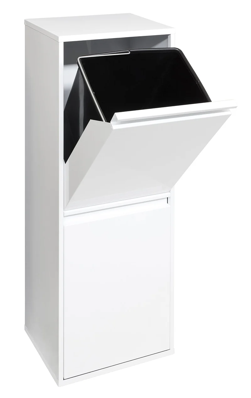 ARREGUI Basic CR201-B Mülltrennsystem aus Stahl | 2 Fächer Mülleimer für die Küche | 2 Fach Abfalleimer | 2x17 L (34L) | Herausnehmbare Inneneimer mit Griff | Recycling Schrank für Mülltrennung | weiß