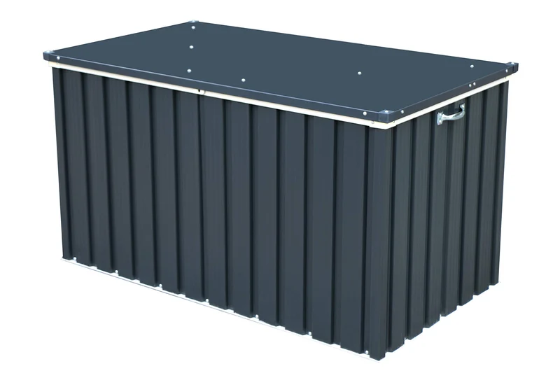 Duramax DH 1.3 (585L) Kissenbox aus Metall mit hydraulischer Gasdruckfeder und Vorhängeschlossöse, Terrassenbox und Gartenmöbelaufbewahrung für den Außenbereich, Anthrazit