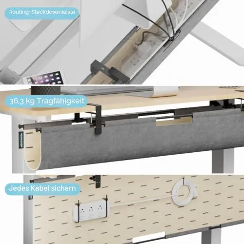 ERGO COLLECT Kabelorganisation · Grau/Khaki · 115 cm